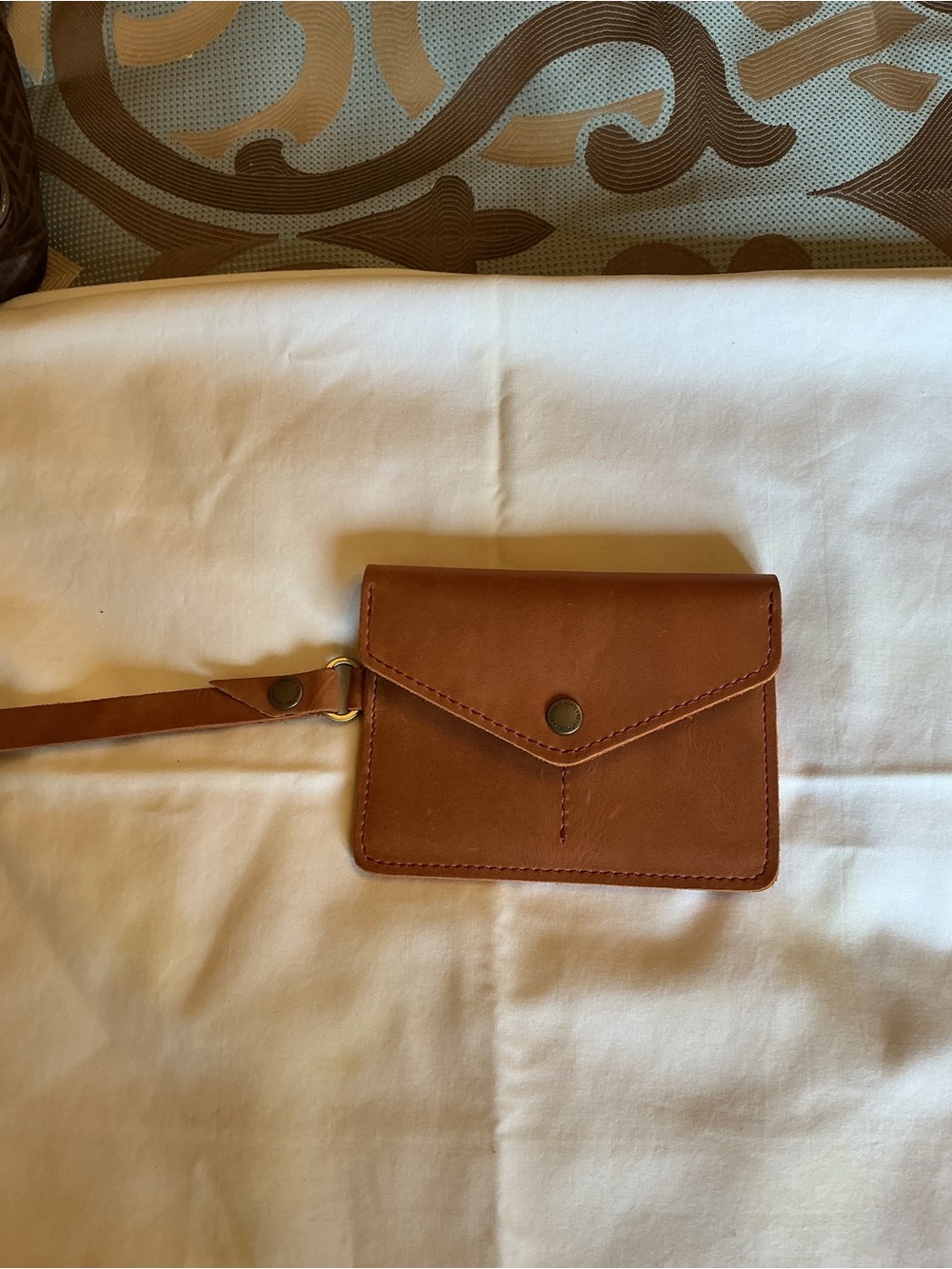 Portland Leather Brown Envelope Wristlet with Strap